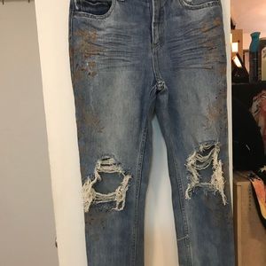 Free people ripped and painted jeans